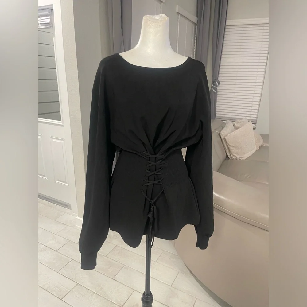 ZARA KNIT Heavy Bandage Knit Corset Sweater Top M